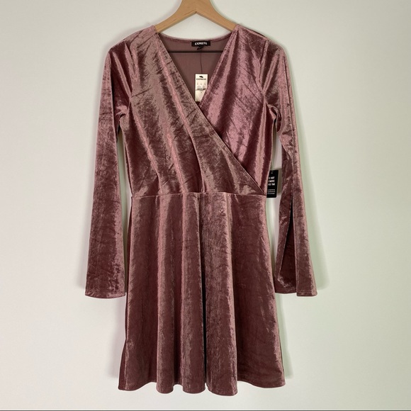 Express Dresses & Skirts - Express Long Sleeve Rose Dress Size Medium